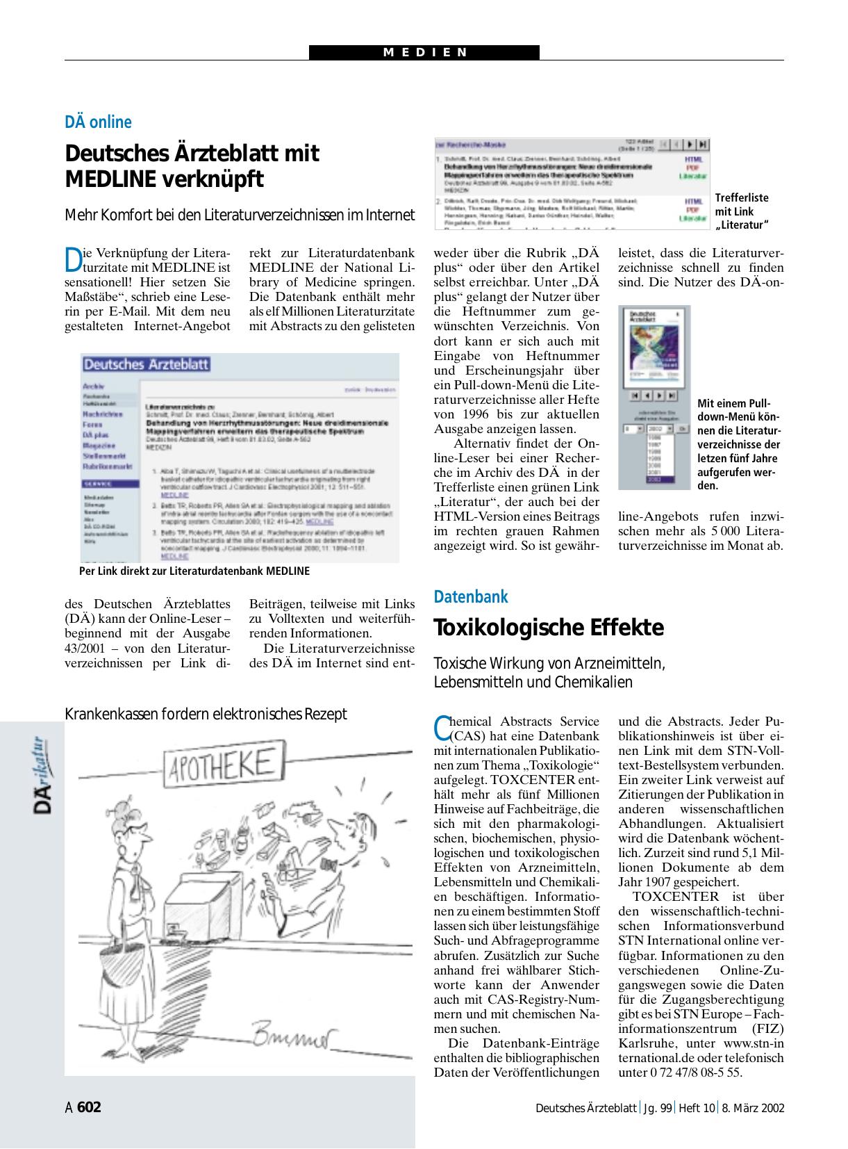 Vorschauseite 1: Datenbank: Toxikologische Effekte