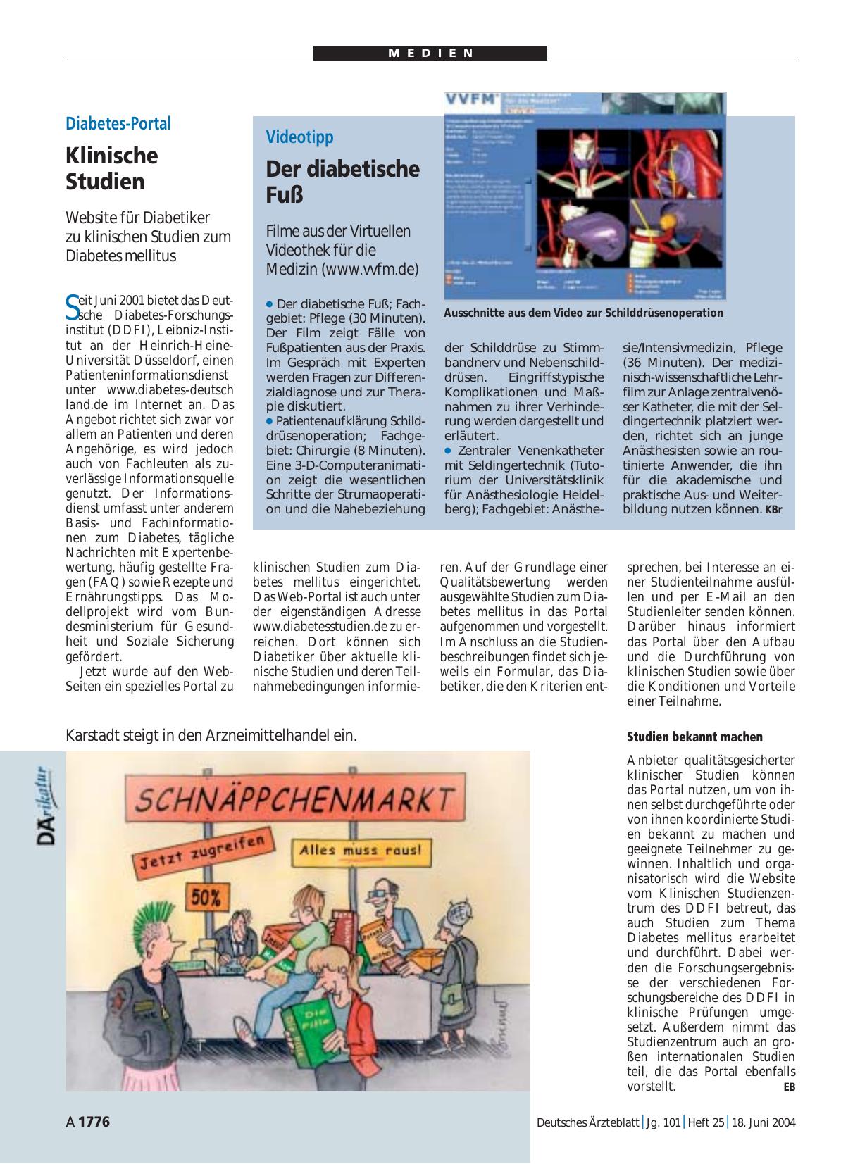 Vorschauseite 1: Diabetes-Portal: Klinische Studien