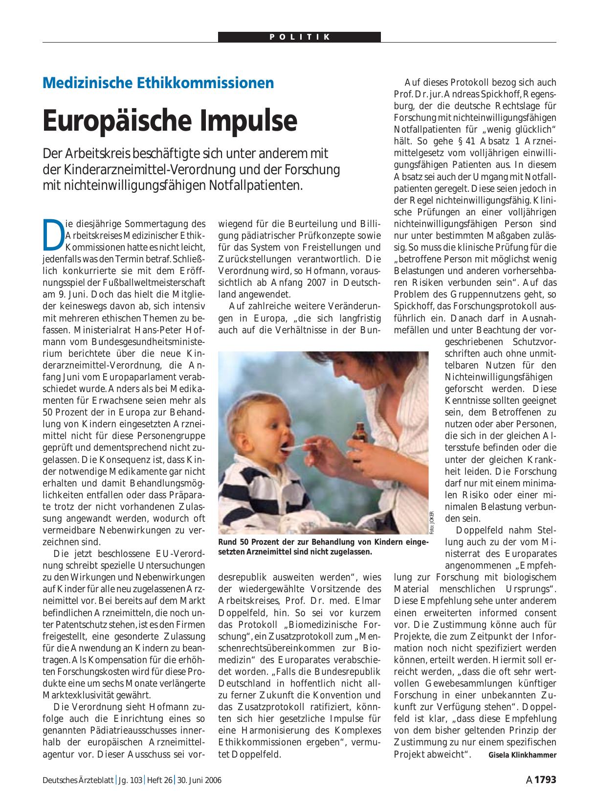 Vorschauseite 1: Medizinische Ethikkommissionen: Europäische Impulse