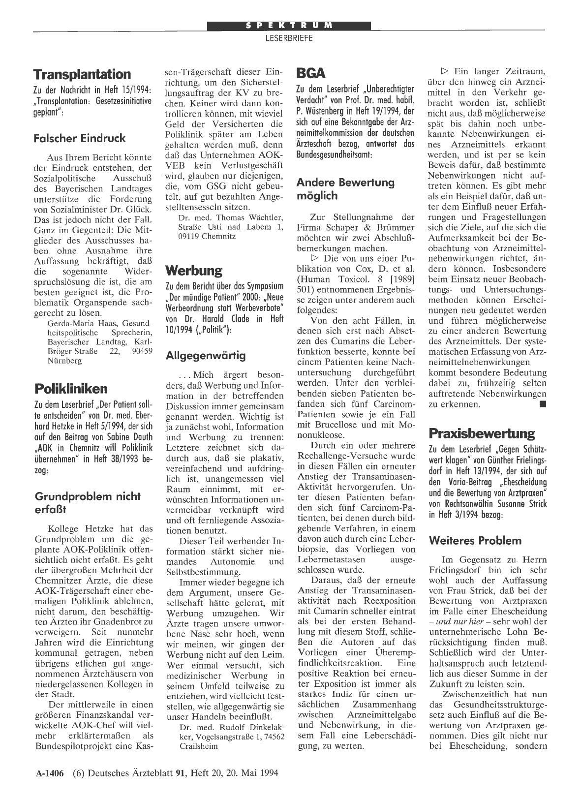 Vorschauseite 1: BGA: Andere Bewertung möglich