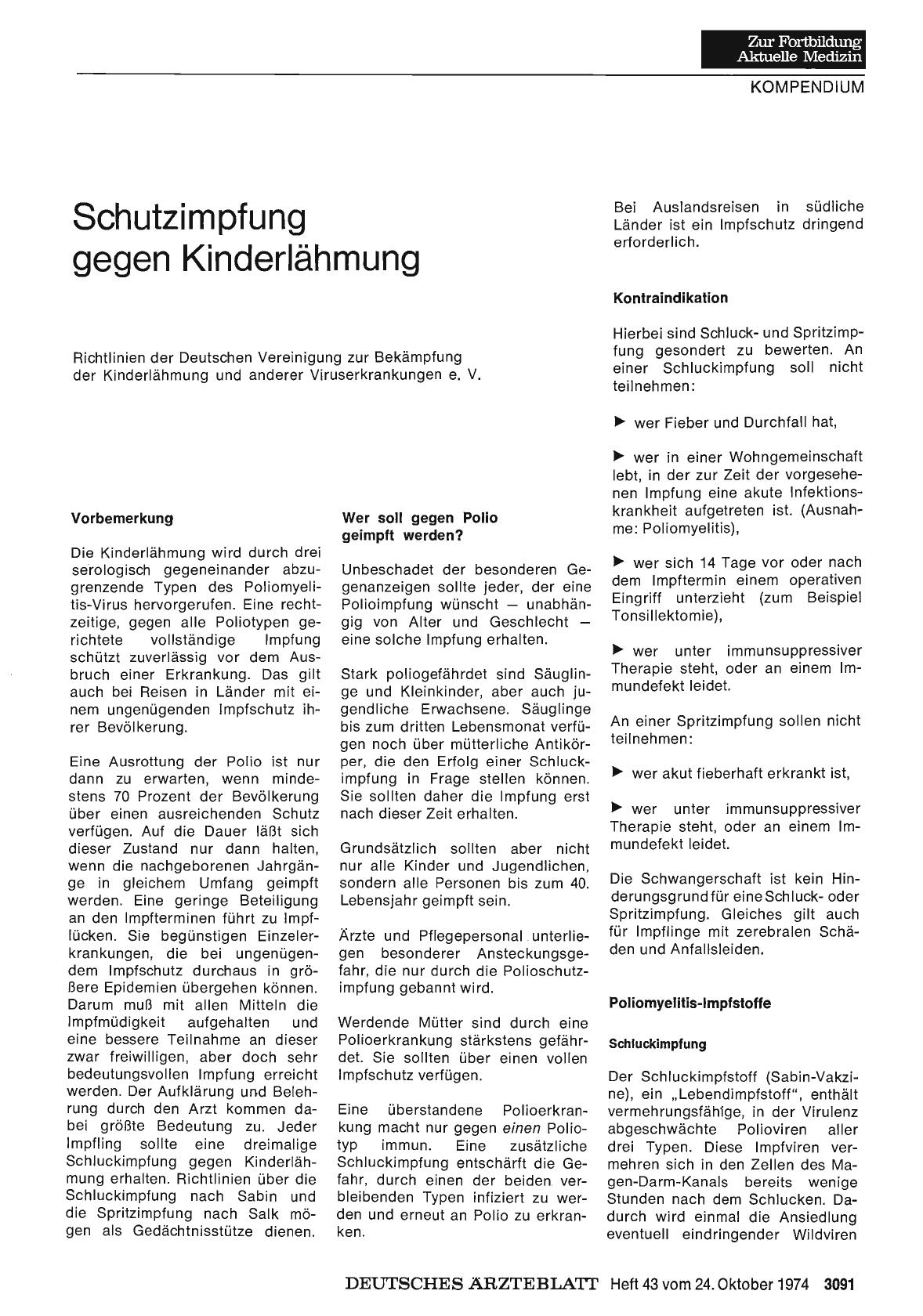 Vorschauseite 1: Schutzimpfung gegen Kinderlähmung