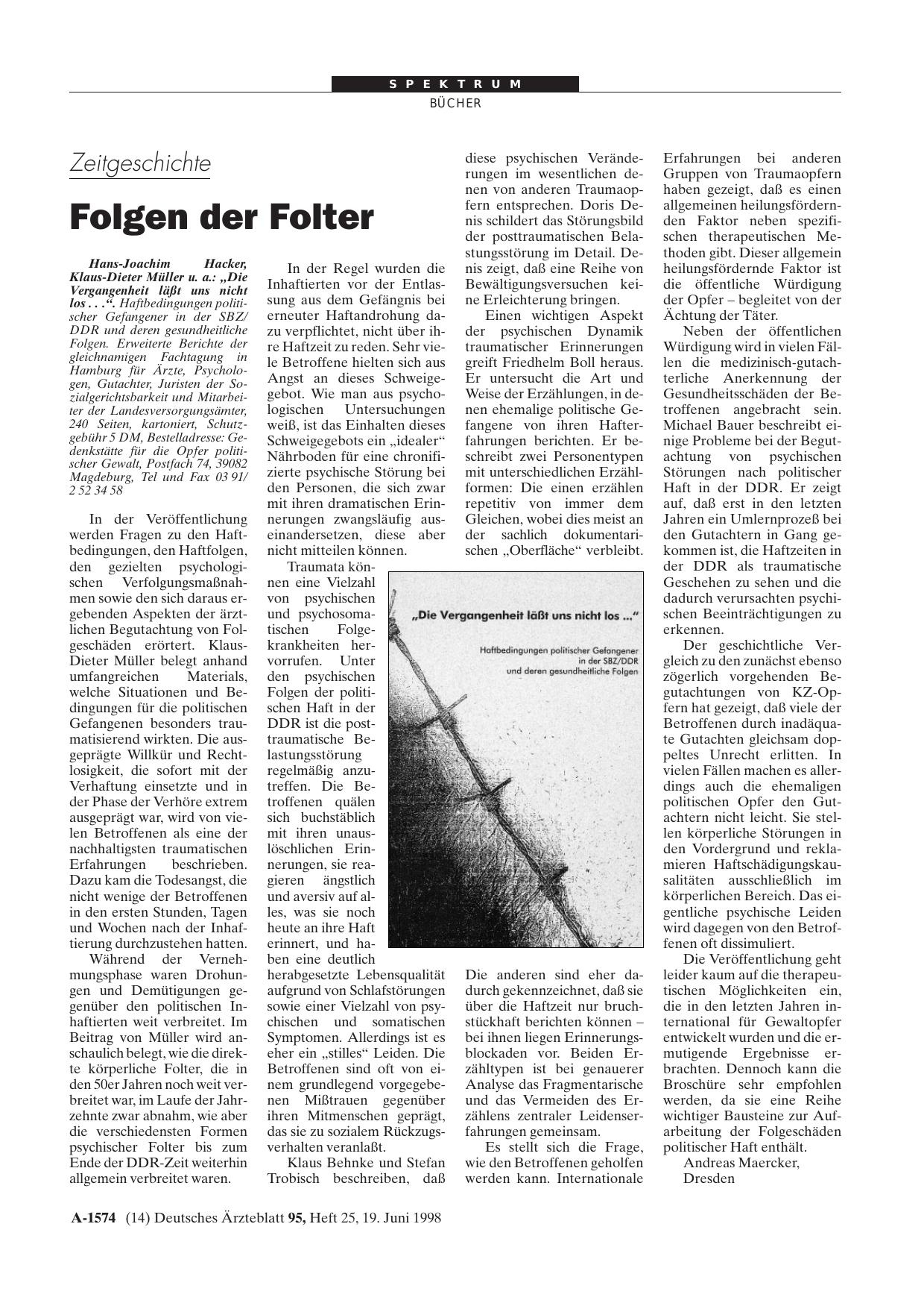 Vorschauseite 1: „Die Vergangenheit läßt uns nicht los. .. „