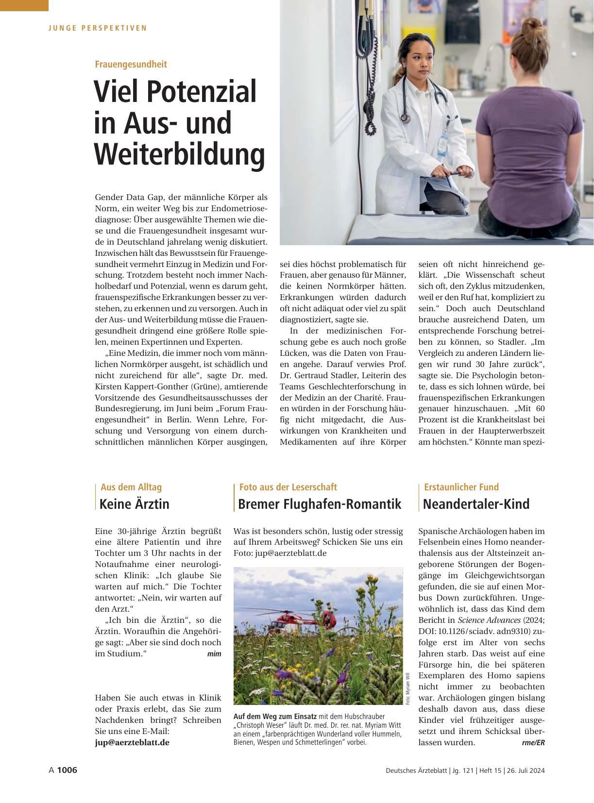 Vorschauseite 1: Frauengesundheit: Viel Potenzial in Ausund Weiterbildung