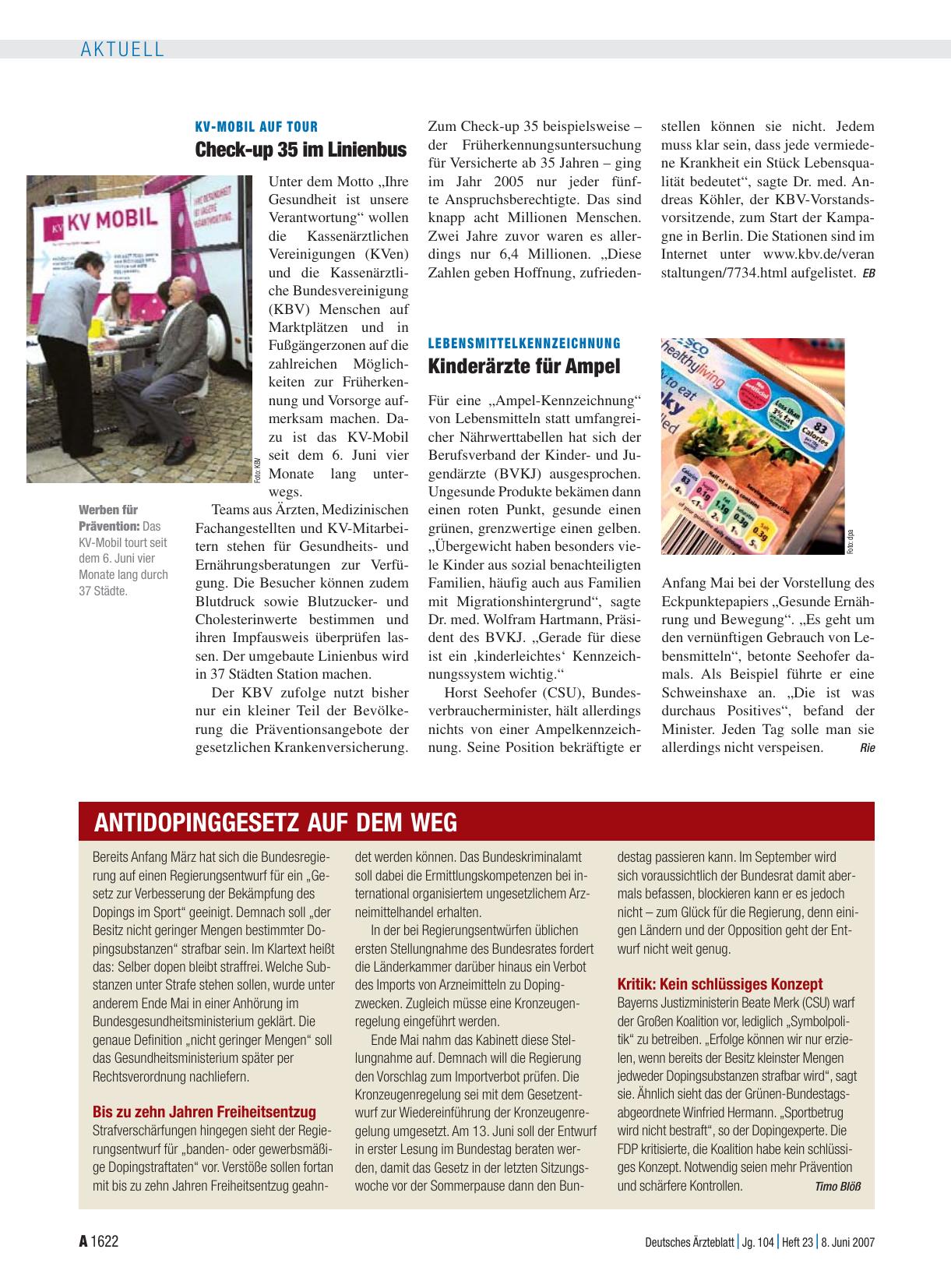 Vorschauseite 1: Lebensmittelkennzeichnung: Kinderärzte für Ampel