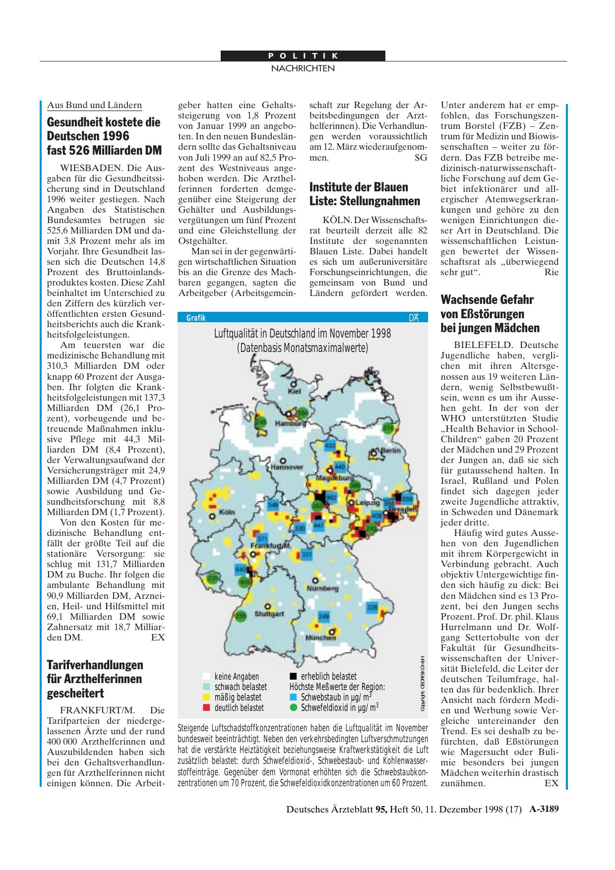 Vorschauseite 1: Wachsende Gefahr von Eßstörungen bei jungen Mädchen