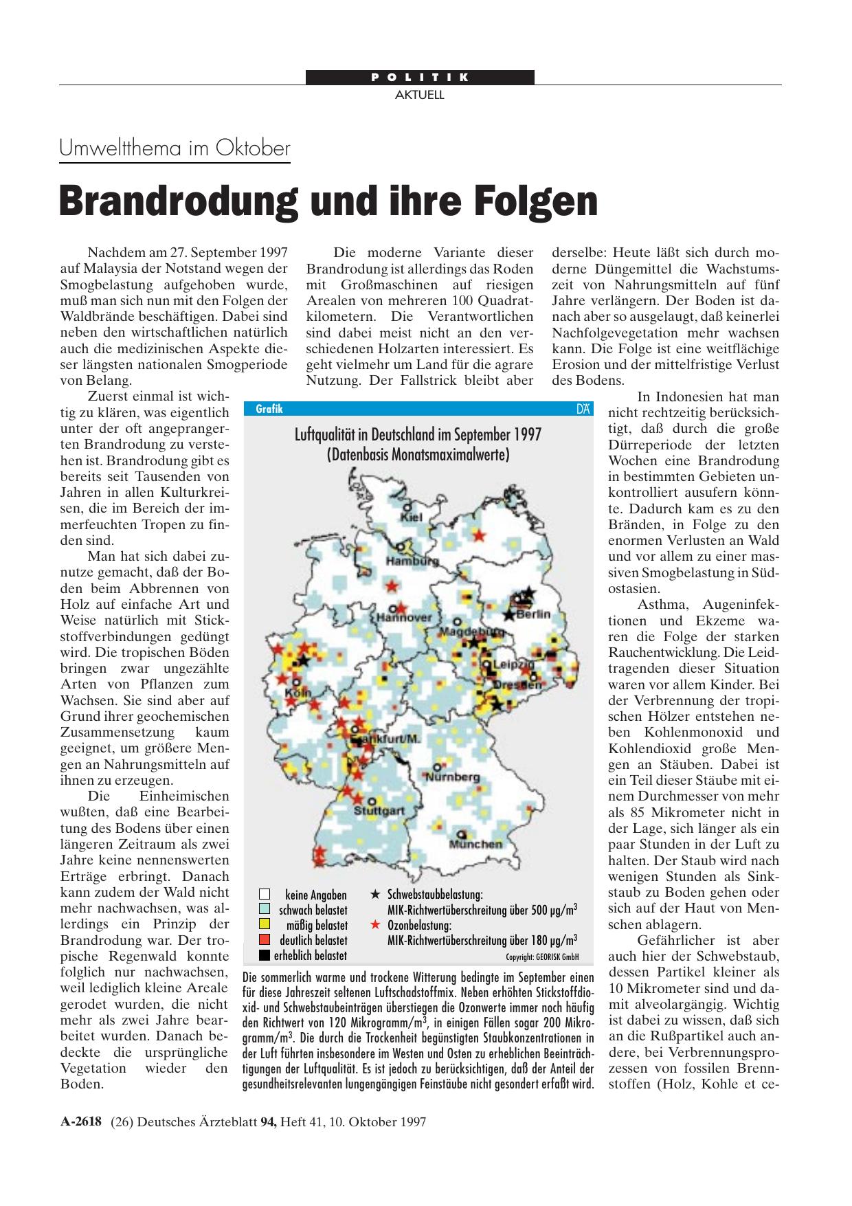 Vorschauseite 1: Umweltthema im Oktober: Brandrodung und ihre Folgen