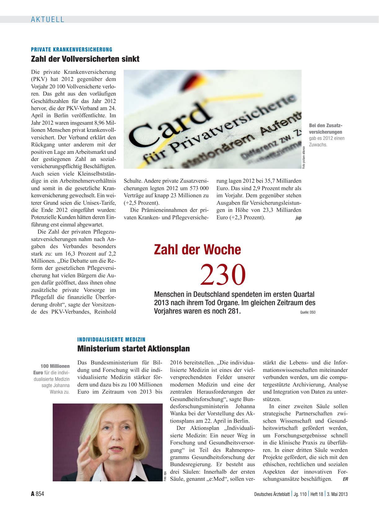 Vorschauseite 1: Private Krankenversicherung: Zahl der Vollversicherten sinkt