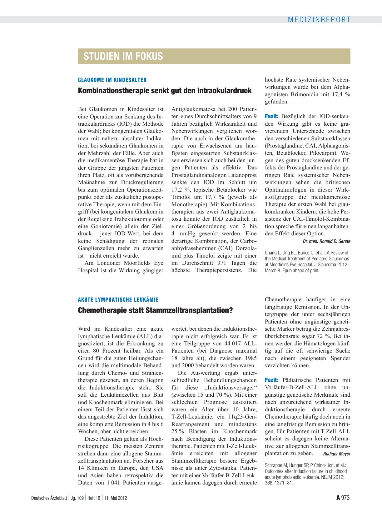 Vorschauseite 1: Akute Lymphatische Leukämie: Chemotherapie statt Stammzelltransplantation?