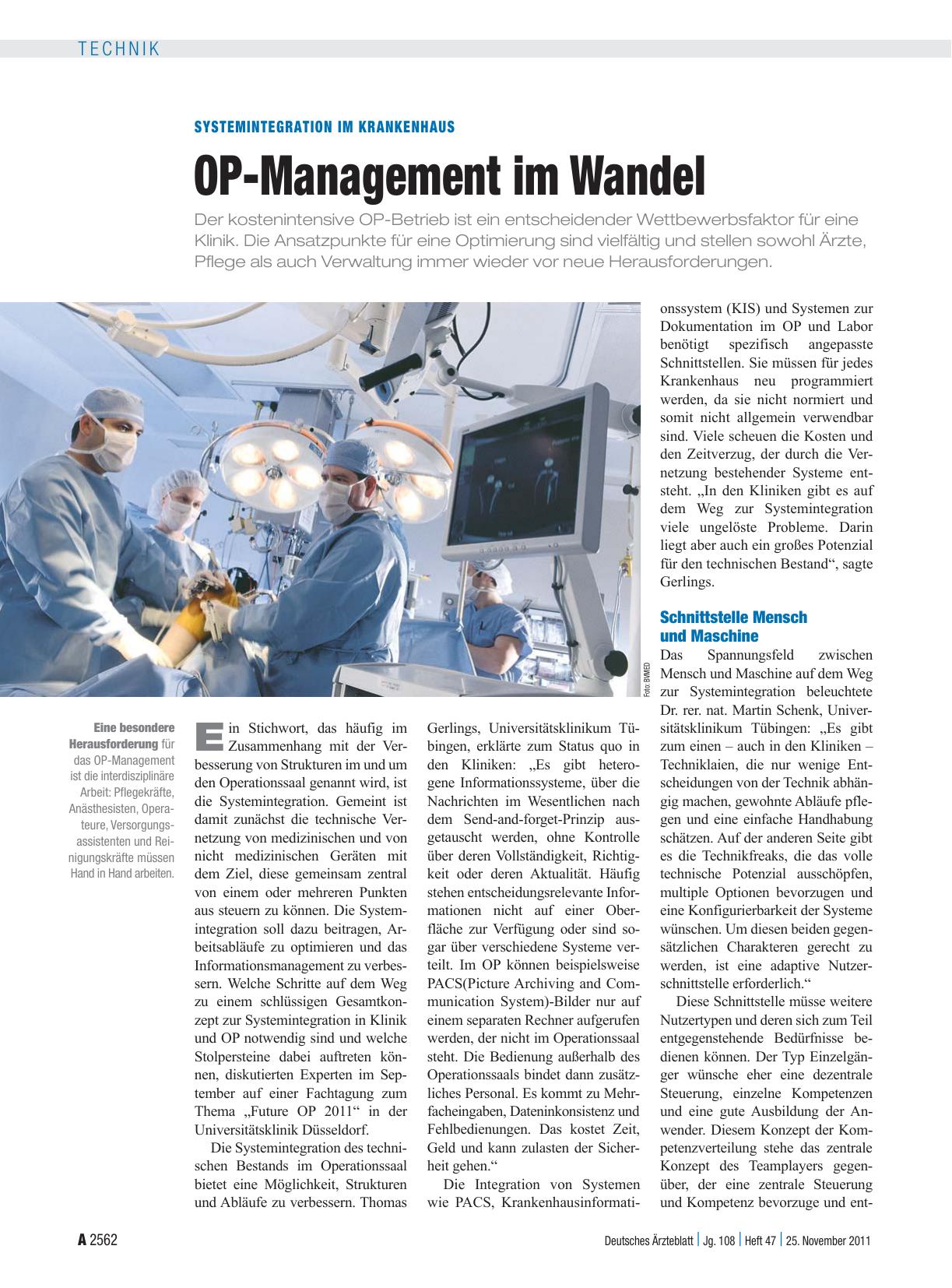Vorschauseite 1: Systemintegration im Krankenhaus: OP-Management im Wandel