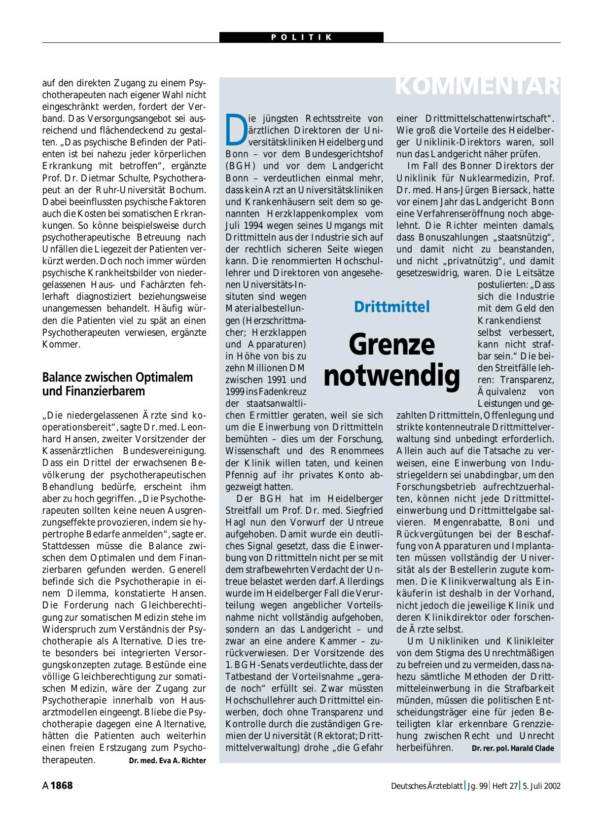 Vorschauseite 1: Drittmittel: Grenze notwendig