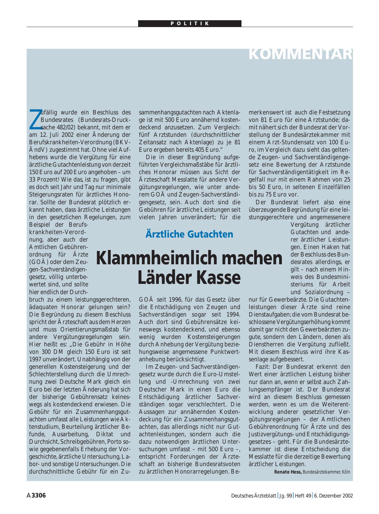 Vorschauseite 1: Ärztliche Gutachten: Klammheimlich machen Länder Kasse