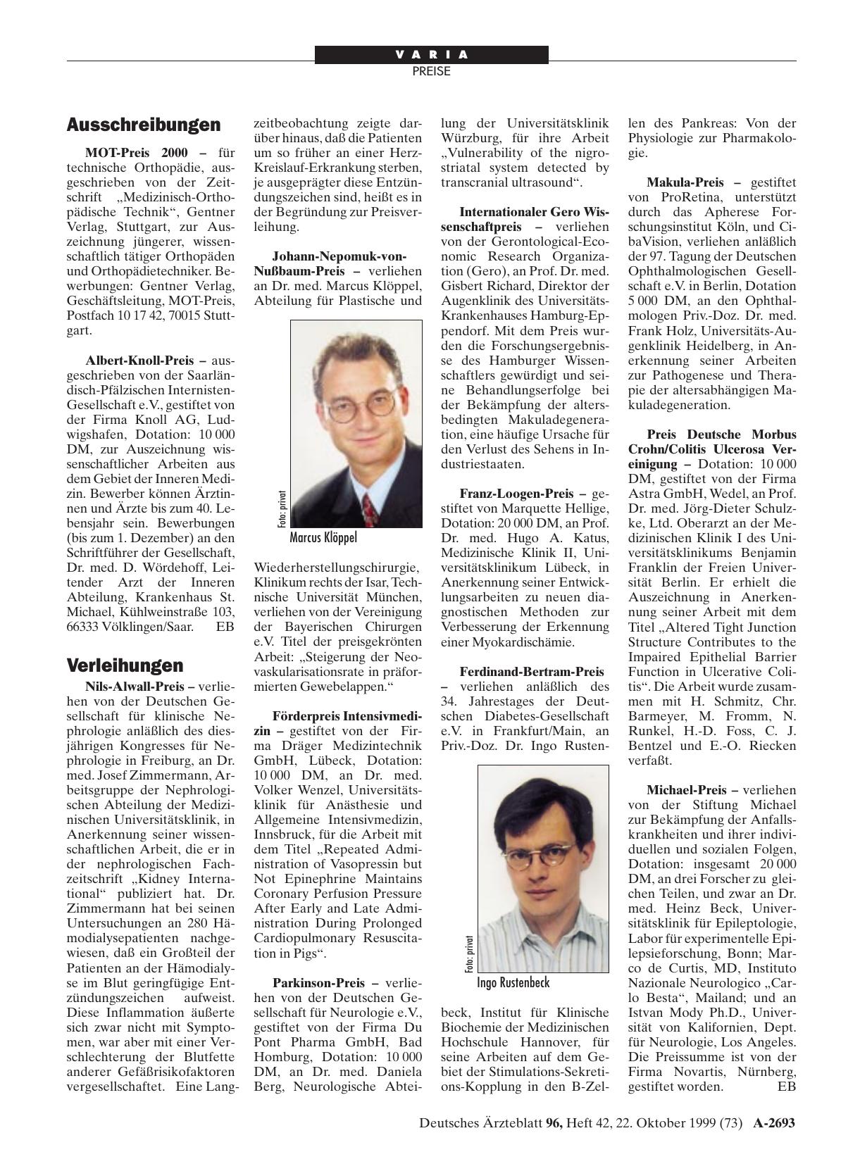 Vorschauseite 1: Ausschreibungen