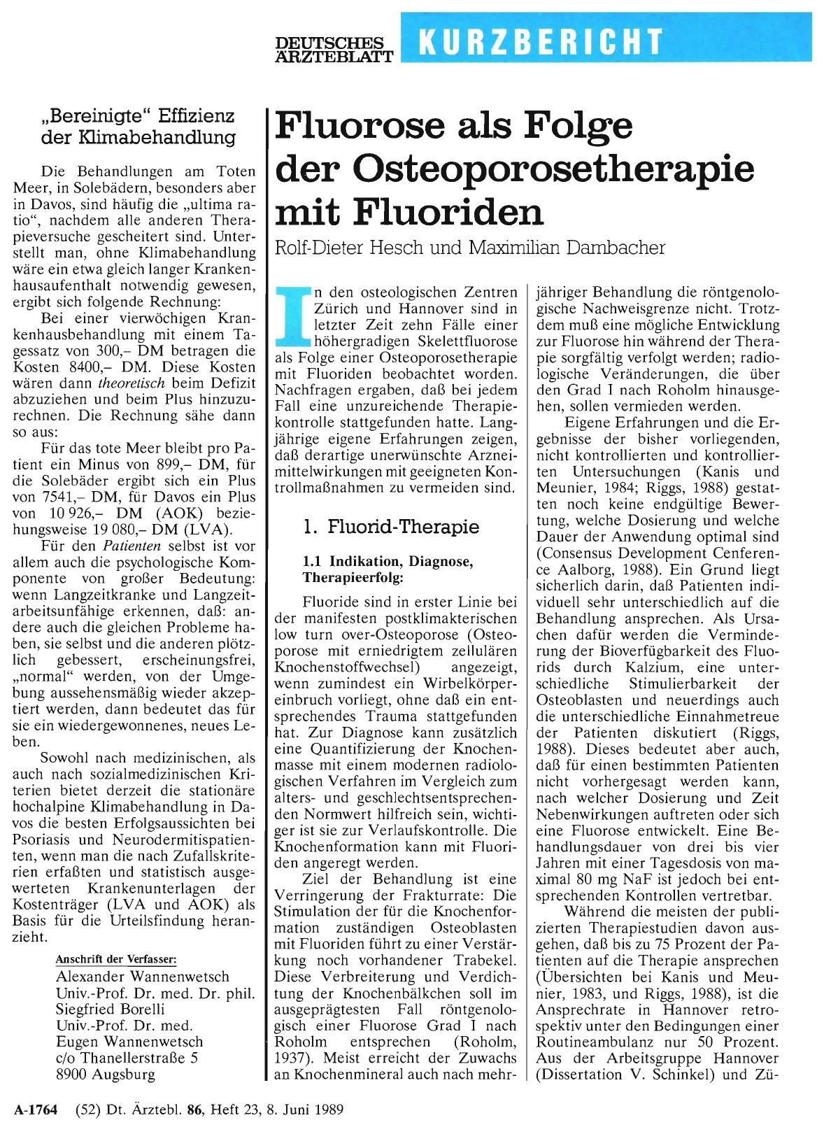 Vorschauseite 1: Fluorose als Folge der Osteoporosetherapie mit Fluoriden