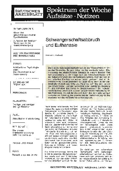 Vorschauseite 1: Schwangerschaftsabbruch und Euthanasie