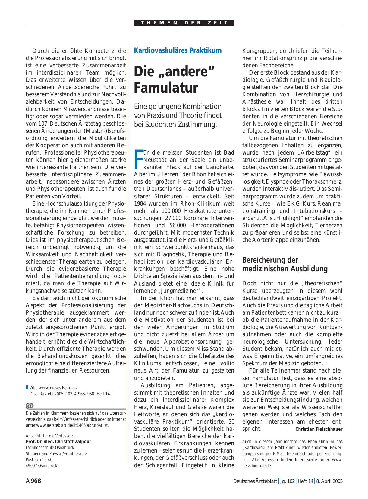 Vorschauseite 1: Kardiovaskuläres Praktikum: Die „andere“ Famulatur