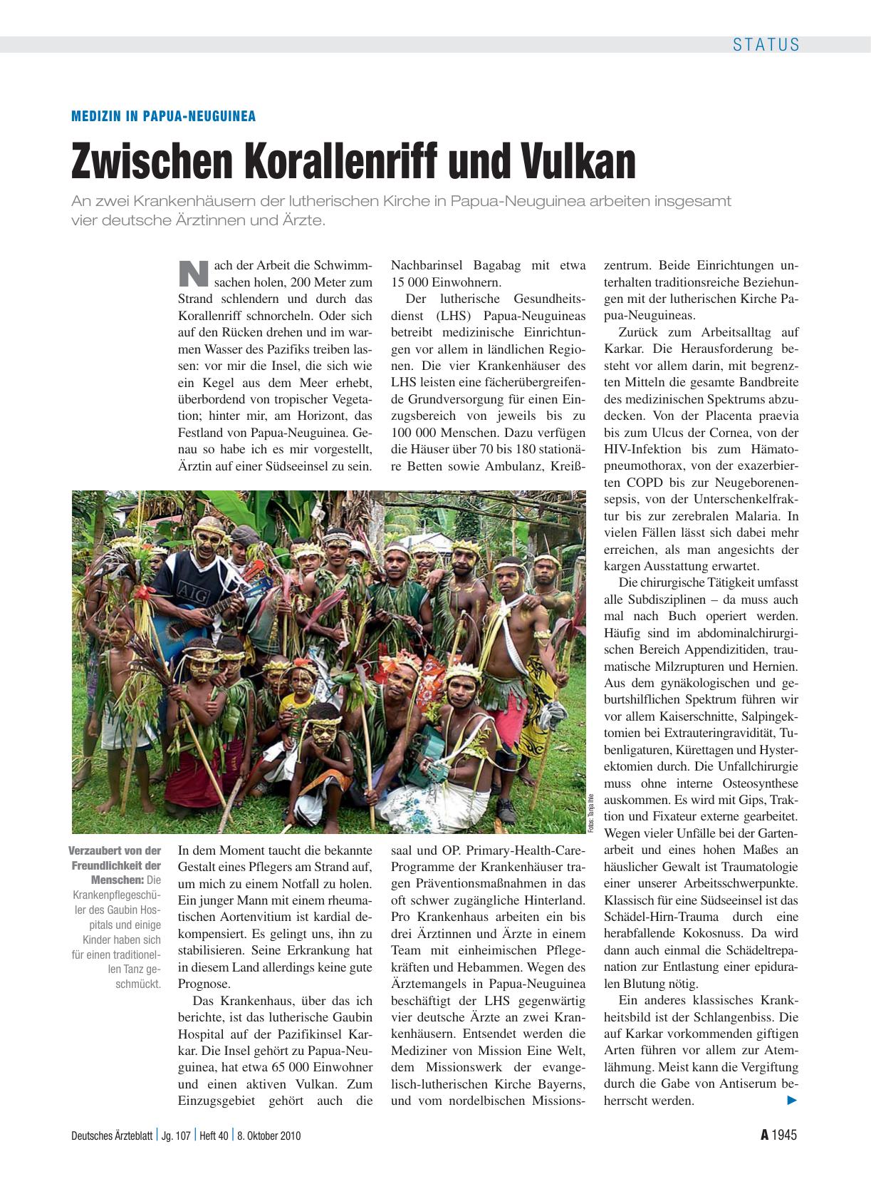 Vorschauseite 1: Medizin in Papua-Neuguinea: Zwischen Korallenriff und Vulkan