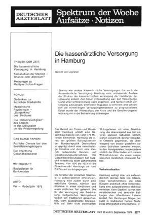 Vorschauseite 1: Die kassenärztliche Versorgung in Hamburg