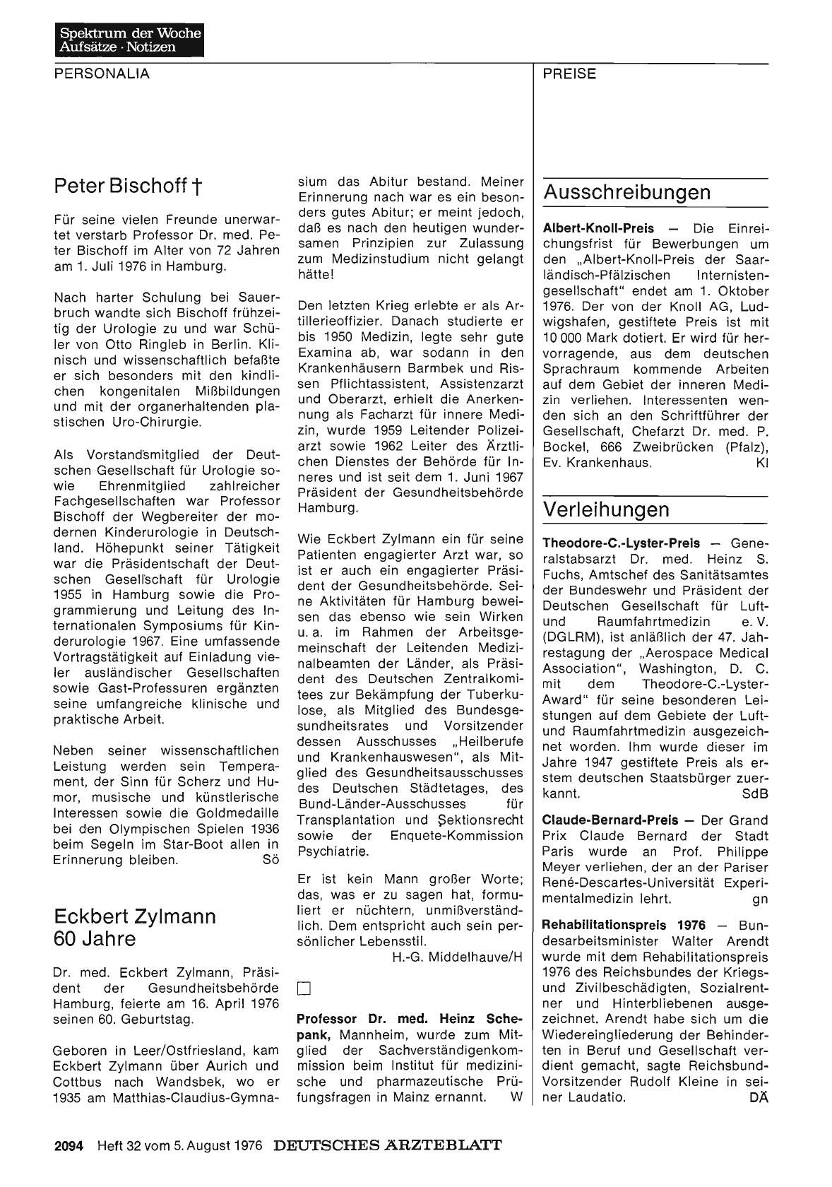 Vorschauseite 1: Peter Bischoff †