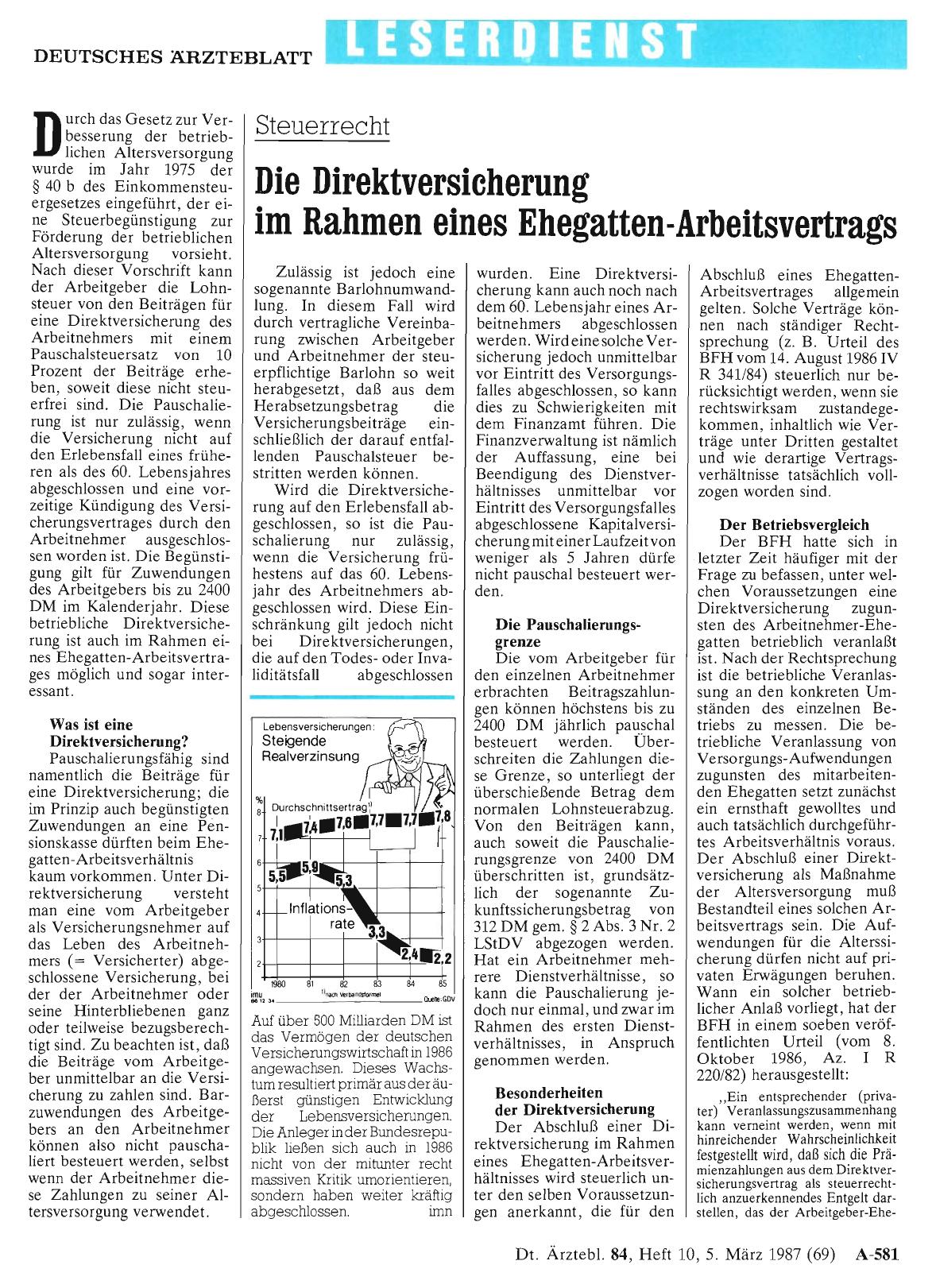 Vorschauseite 1: Steuerrecht: Die Direktversicherung im Rahmen eines Ehegatten-Arbeitsvertrags