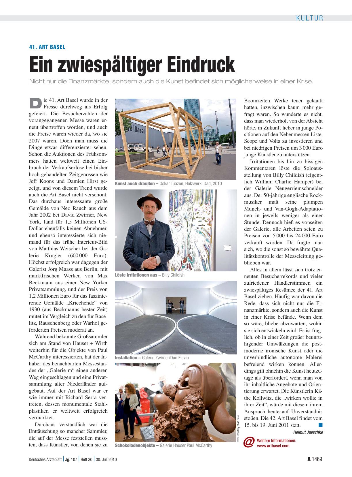 Vorschauseite 1: 41. Art Basel: Ein zwiespältiger Eindruck