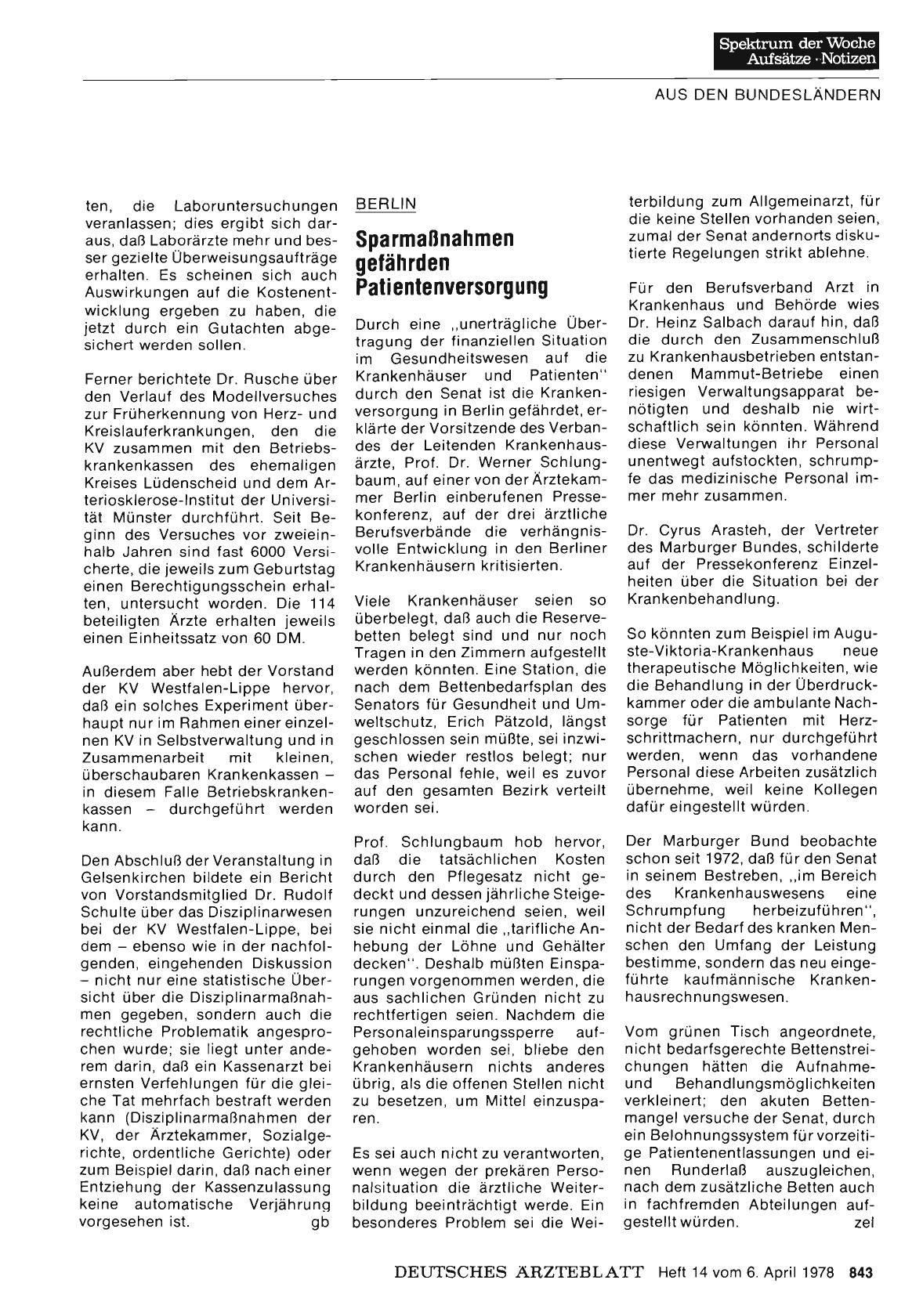 Vorschauseite 1: Berlin: Sparmaßnahmen gefährden Patientenversorgung