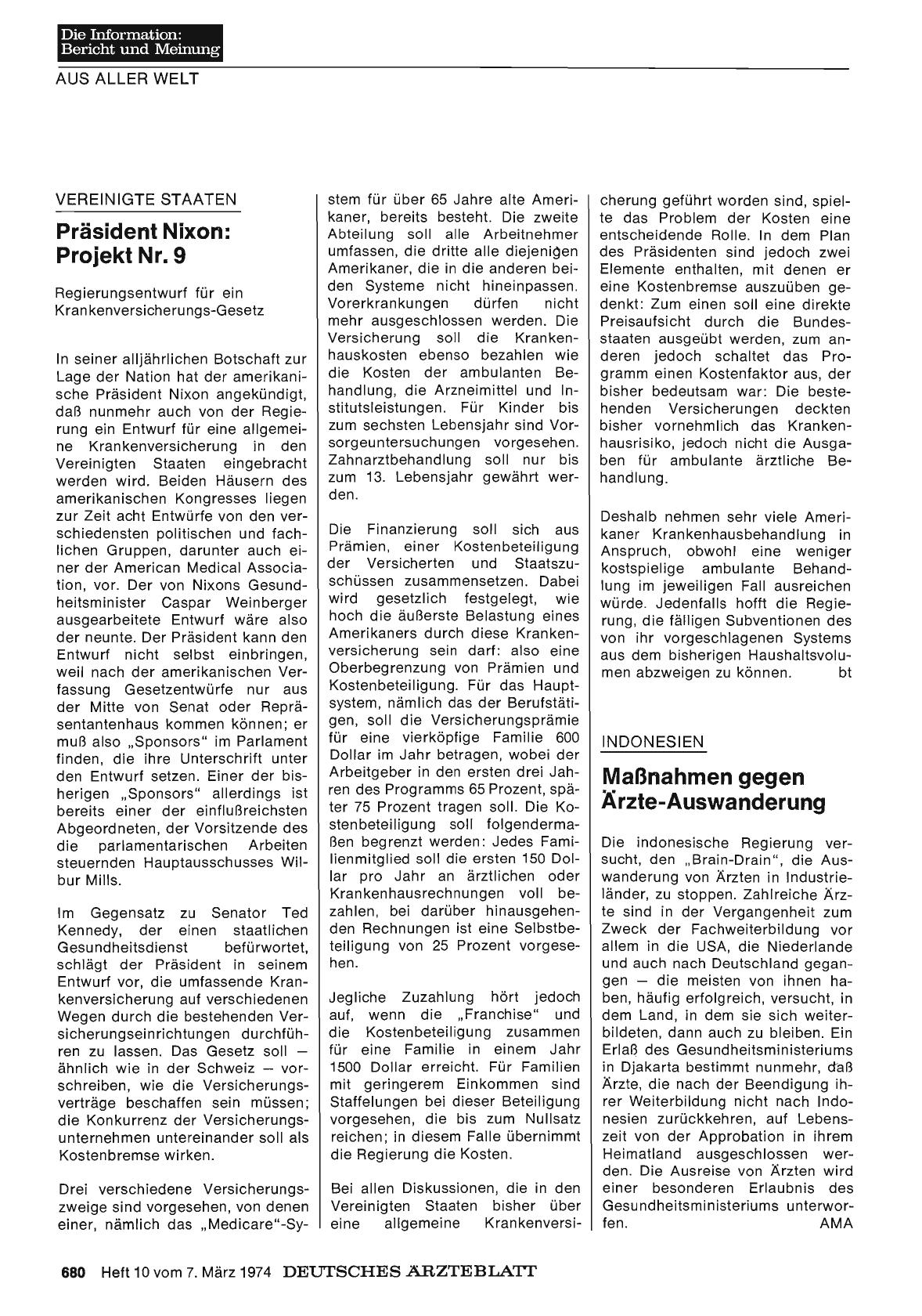 Vorschauseite 1: Vereinigte Staaten: Präsident Nixon: Projekt Nr. 9