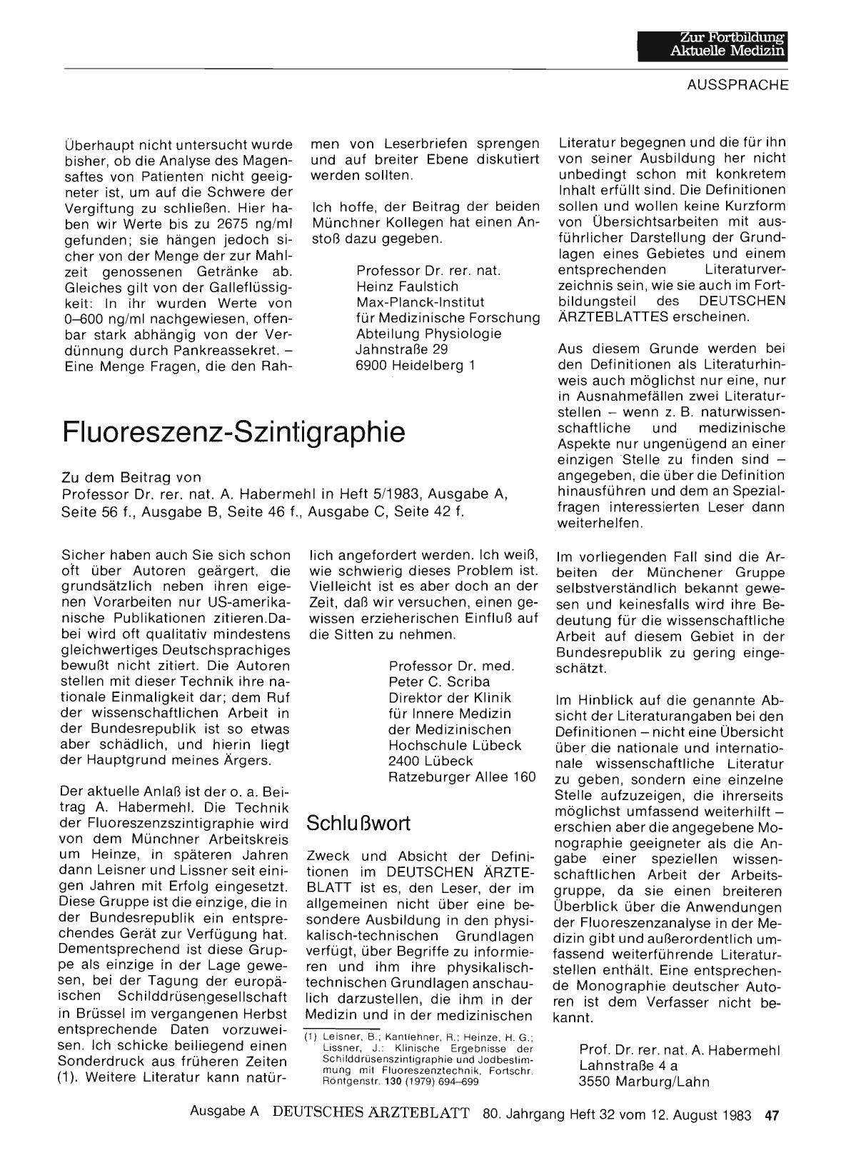 Vorschauseite 1: Fluoreszenz-Szintigraphie: Schlußwort