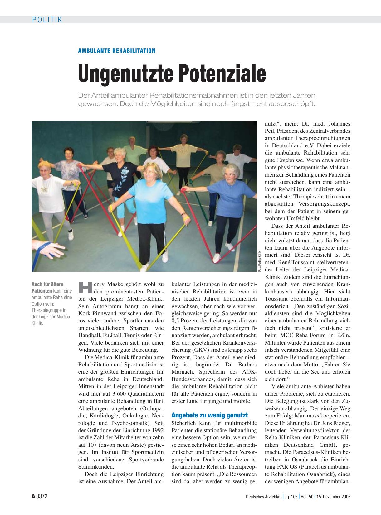 Vorschauseite 1: Ambulante Rehabilitation: Ungenutzte Potenziale