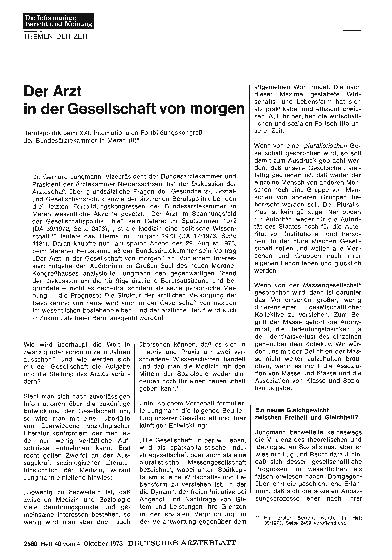 Vorschauseite 1: Der Arzt in der Gesellschaft von morgen