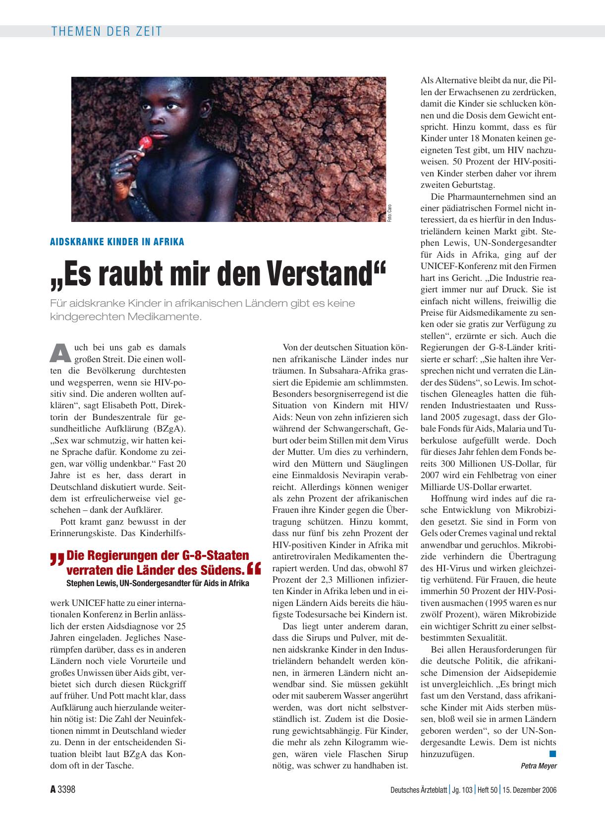 Vorschauseite 1: Aidskranke Kinder in Afrika: „Es raubt mir den Verstand“
