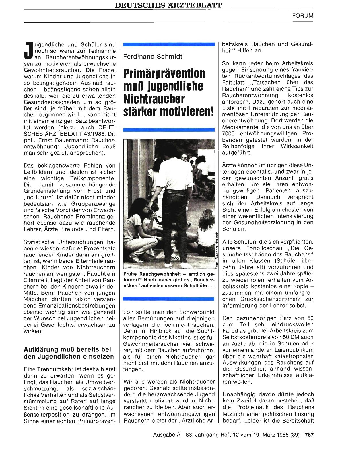 Vorschauseite 1: Primärprävention muß jugendliche Nichtraucher stärker motivieren!