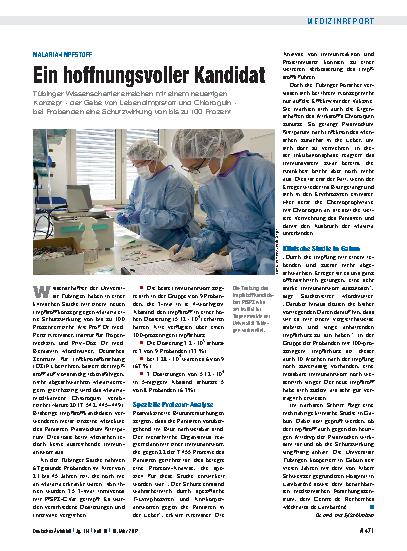 Vorschauseite 1: Malaria-Impfstoff: Ein hoffnungsvoller Kandidat