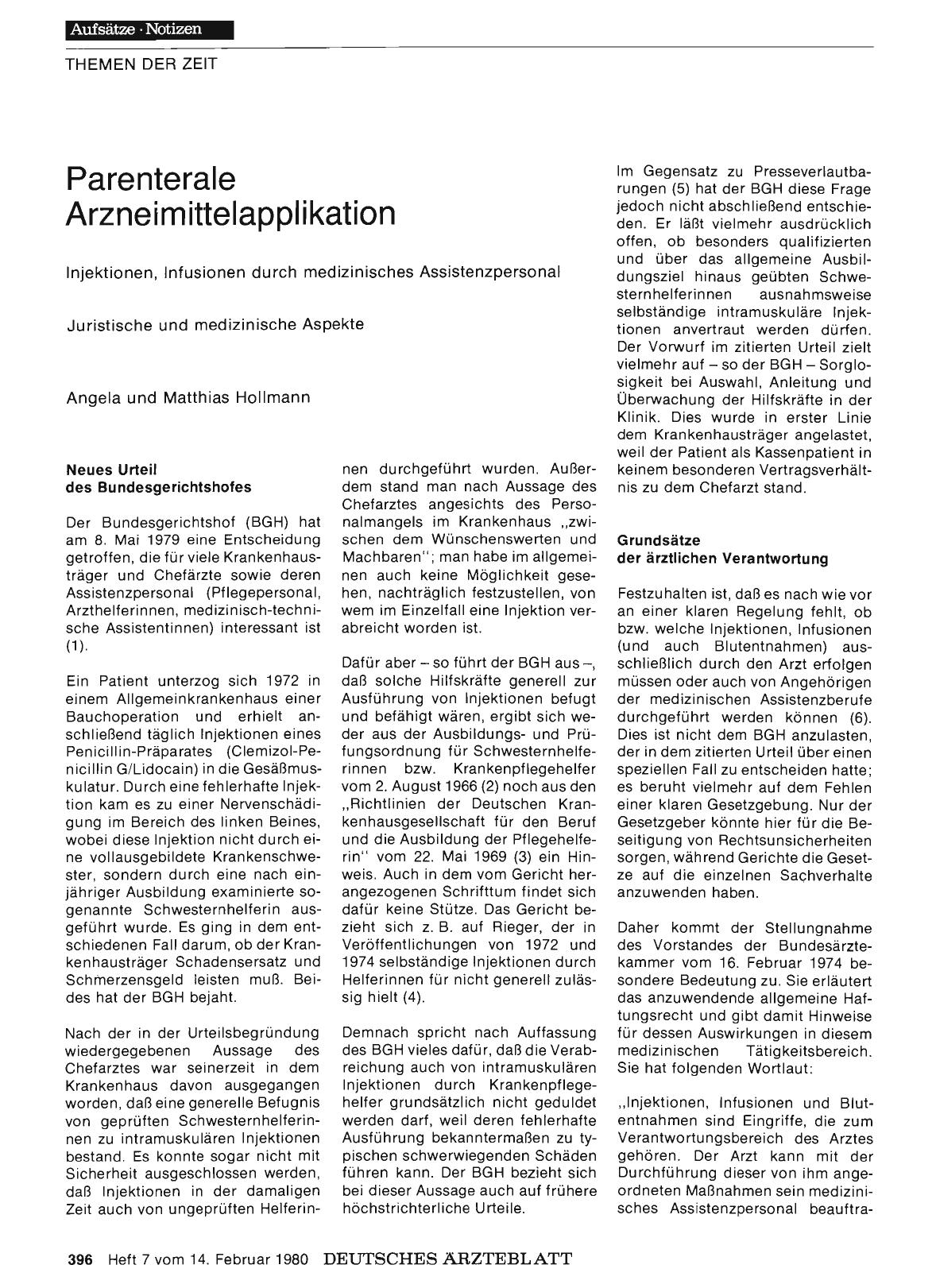 Vorschauseite 1: Parenterale Arzneimittelapplikation