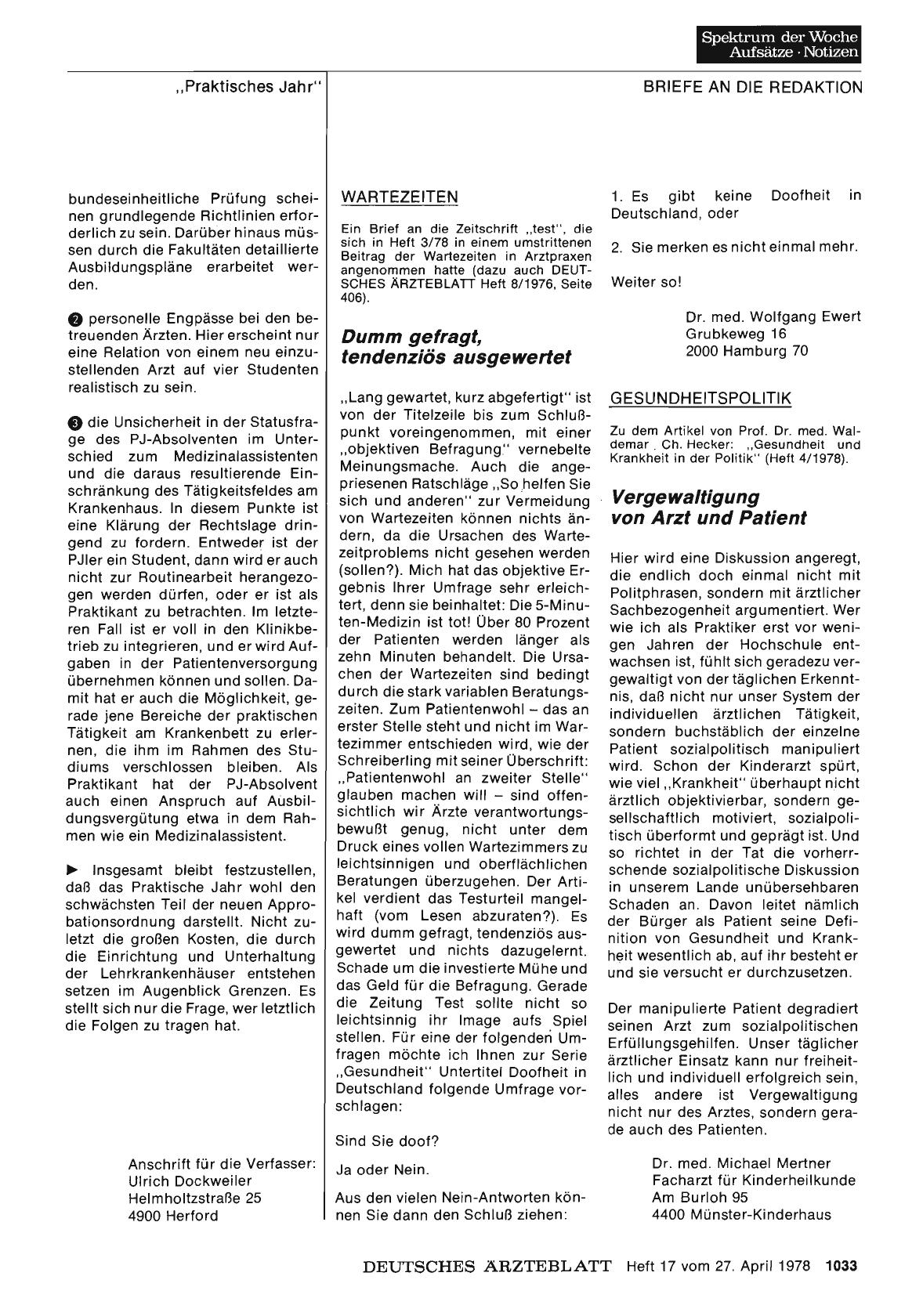 Vorschauseite 1: GESUNDHEITSPOLITIK: Vergewaltigung von Arzt und Patient