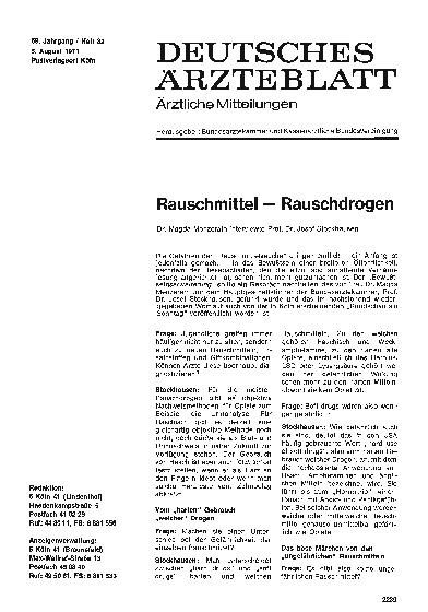 Vorschauseite 1: Rauschmittel — Rauschdrogen: Dr. Magda Menzerath interviewte Prof. Dr. Josef Stockhausen