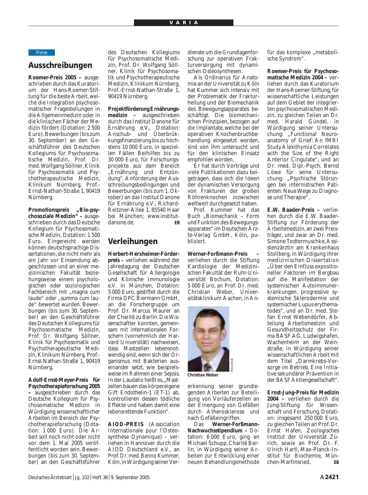 Vorschauseite 1: Verleihungen