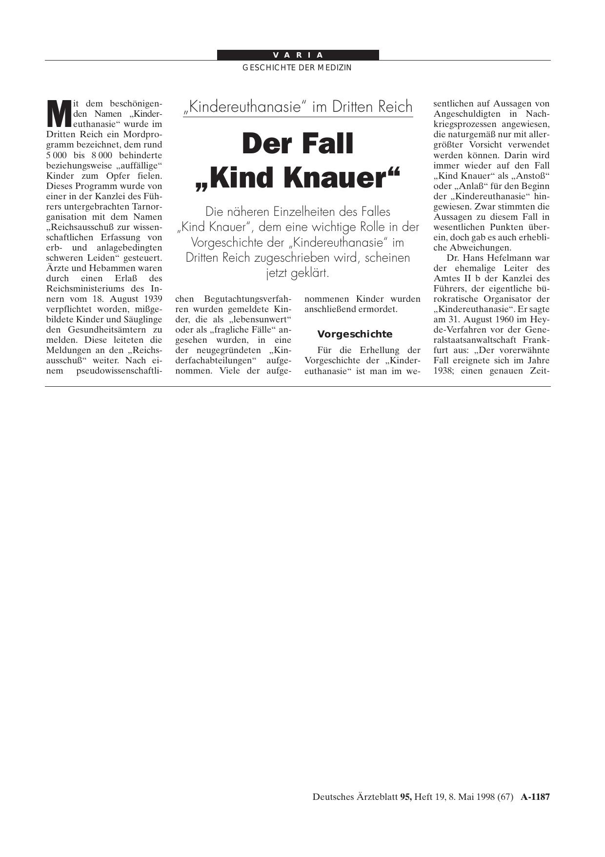 Vorschauseite 1: „Kindereuthanasie„ im Dritten Reich: Der Fall „Kind Knauer„