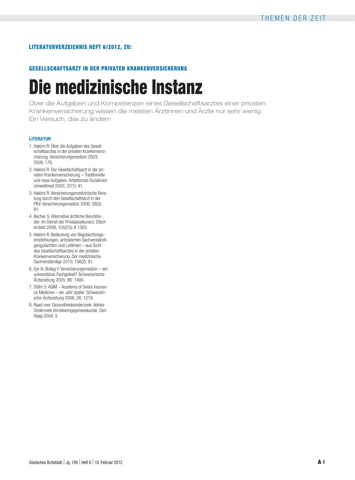 Vorschauseite 4: Gesellschaftsarzt in der privaten Krankenversicherung: Die medizinische Instanz