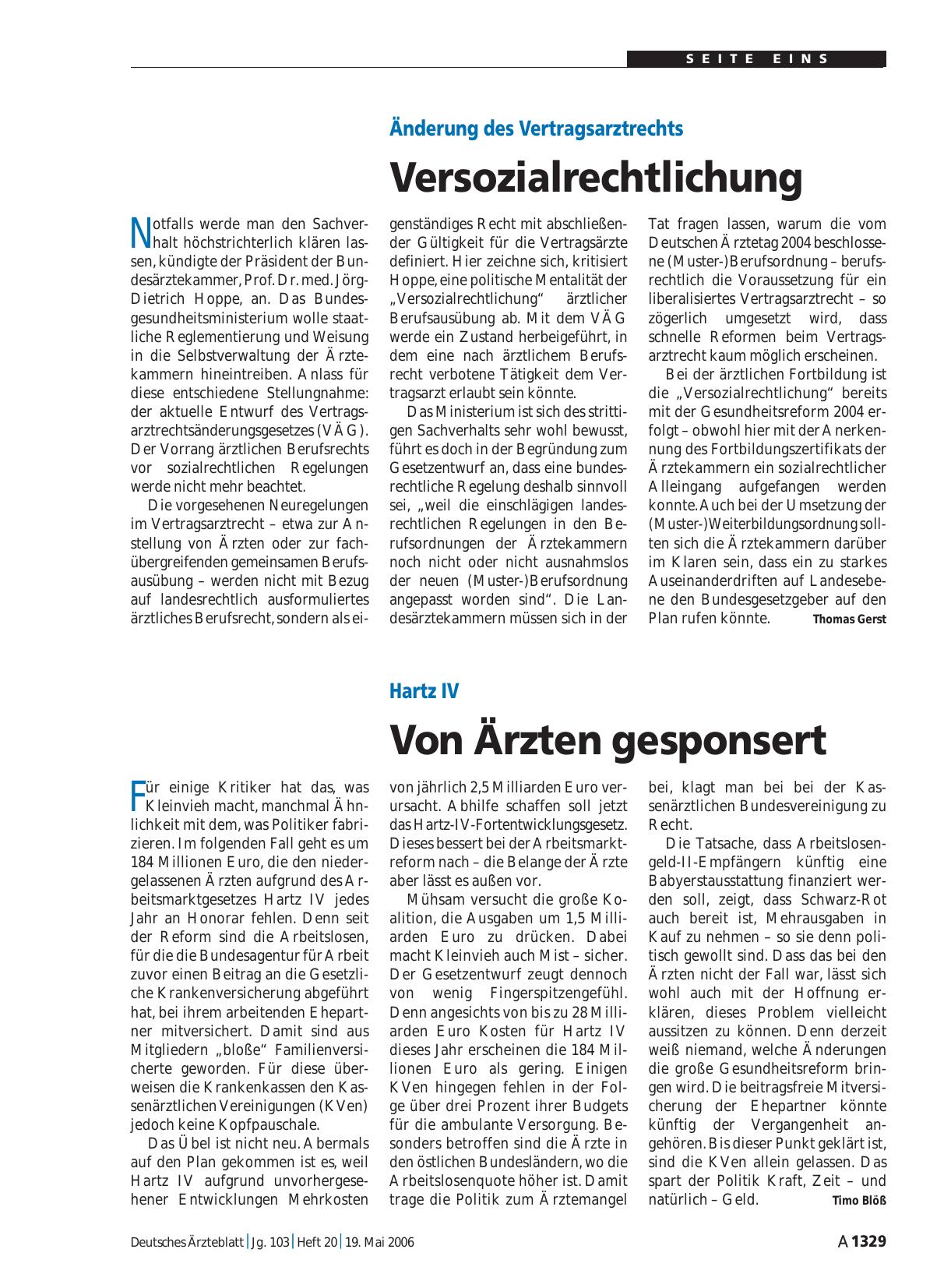 Vorschauseite 1: Hartz IV: Von Ärzten gesponsert