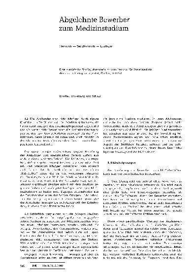 Vorschauseite 1: Abgelehnte Bewerber zum Medizinstudium (Zweite Fortsetzung und Schluß)