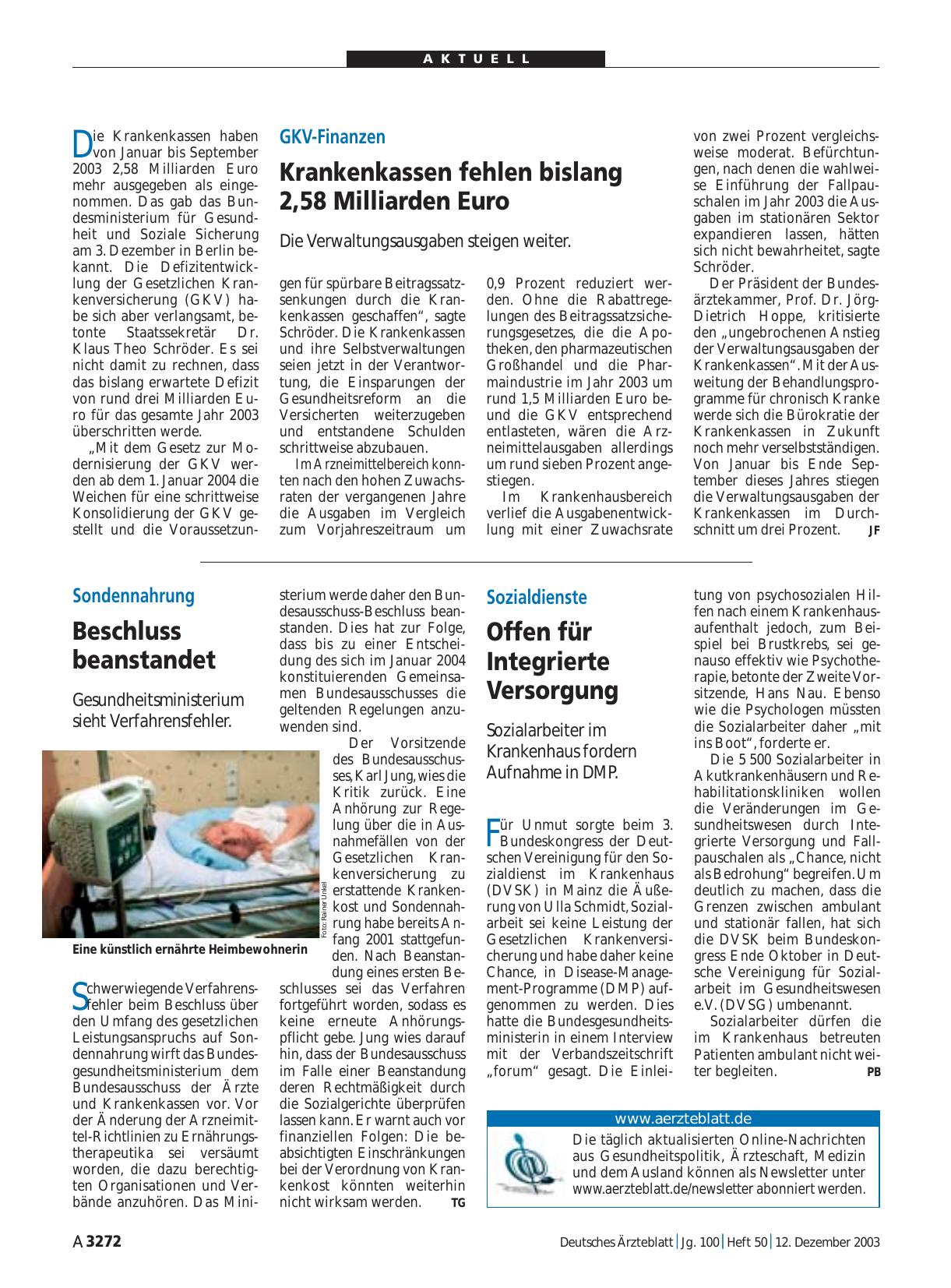 Vorschauseite 1: GKV-Finanzen: Krankenkassen fehlen bislang 2, 58 Milliarden Euro