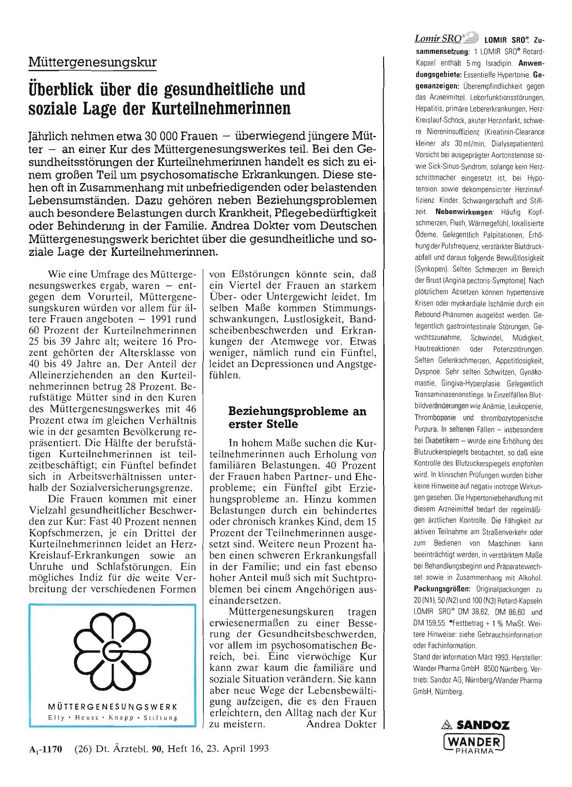 Vorschauseite 1: Müttergenesungskur: Überblick über die gesundheitliche und soziale Lage der Kurteilnehmerinnen