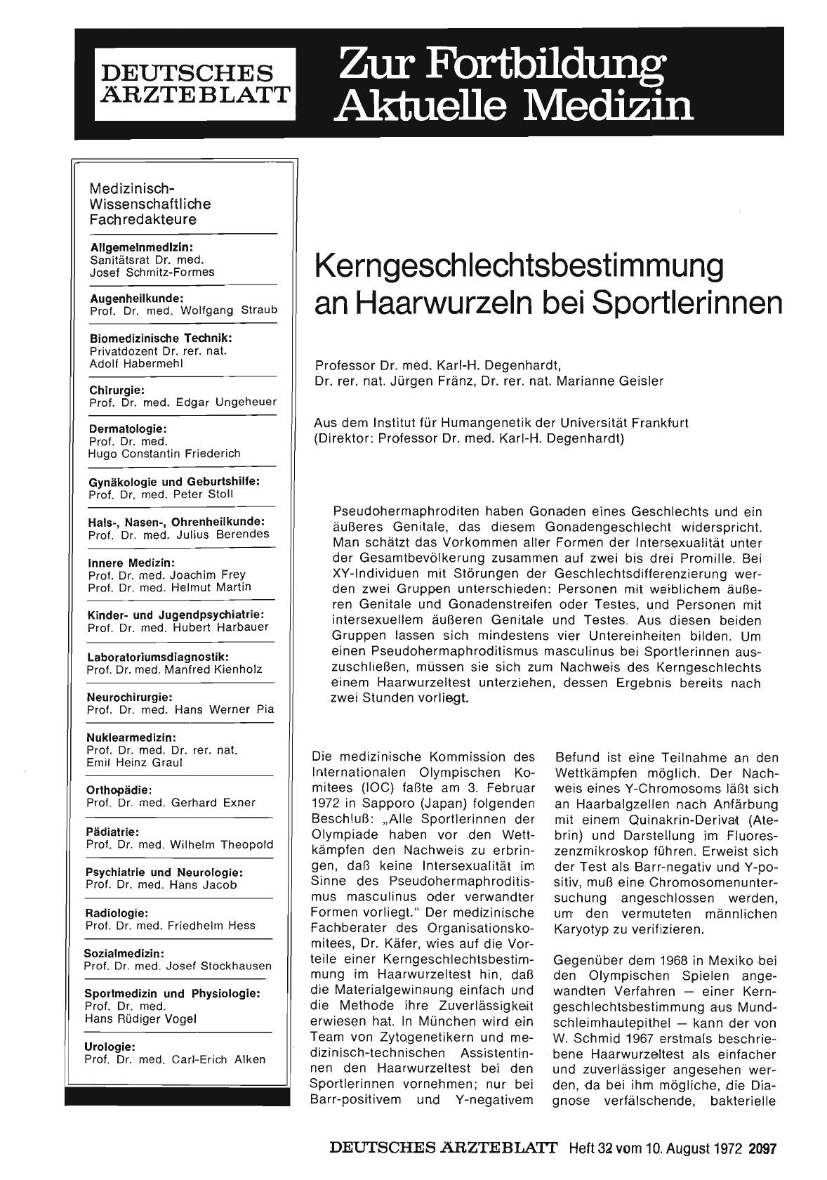 Vorschauseite 1: Kerngeschlechtsbestimmung an Haarwurzeln bei Sportlerinnen