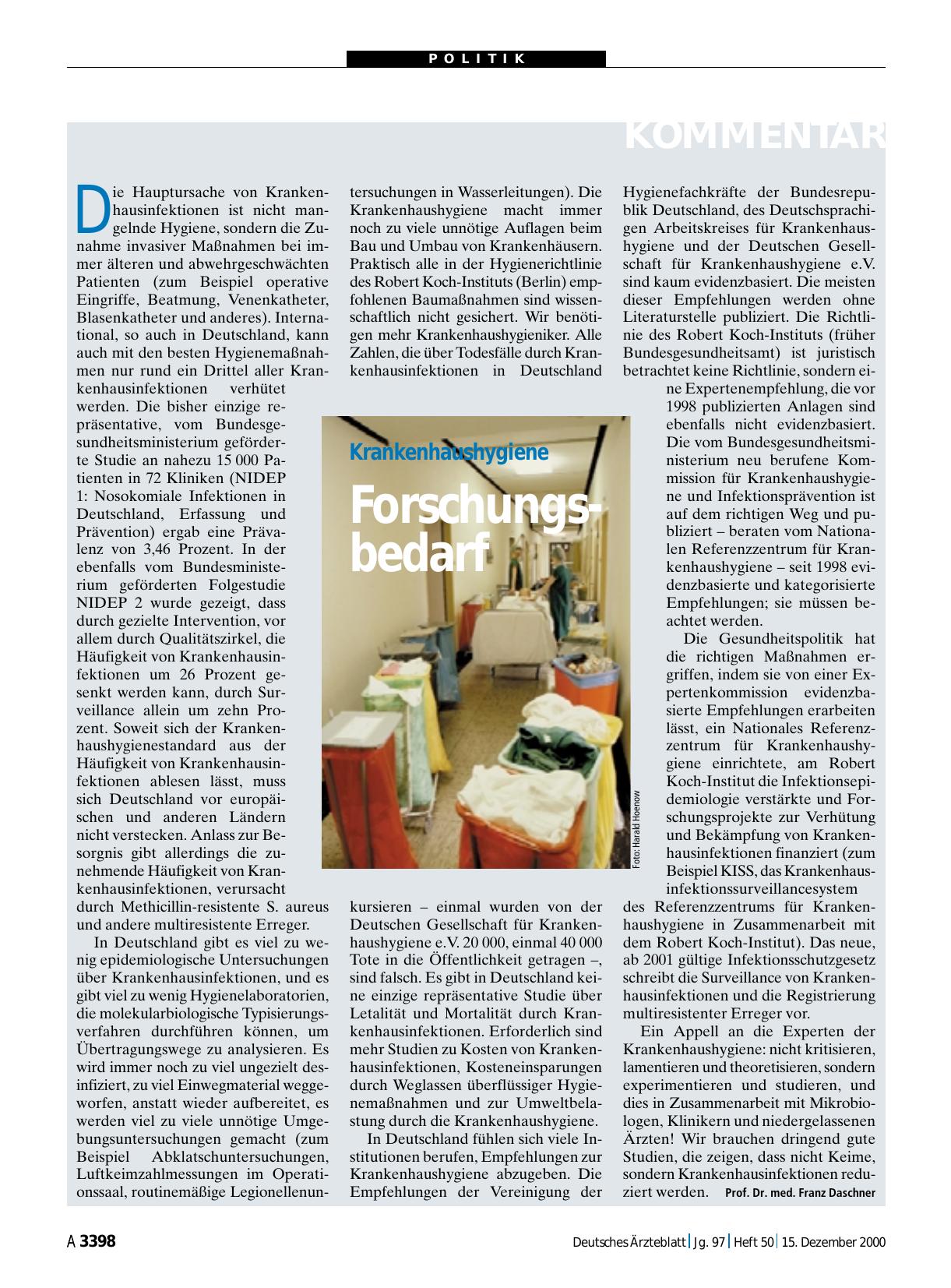 Vorschauseite 1: Krankenhaushygiene: Forschungsbedarf
