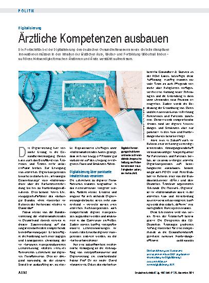 Vorschauseite 1: Digitalisierung: Ärztliche Kompetenzen ausbauen