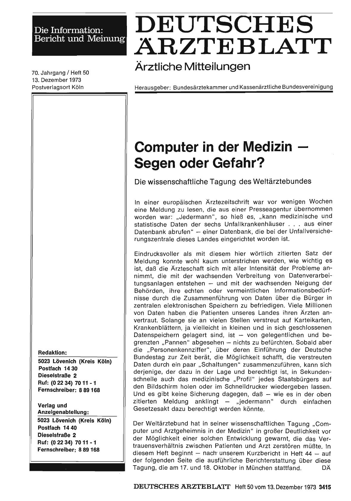 Vorschauseite 1: Computer in der Medizin - Segen oder Gefahr?
