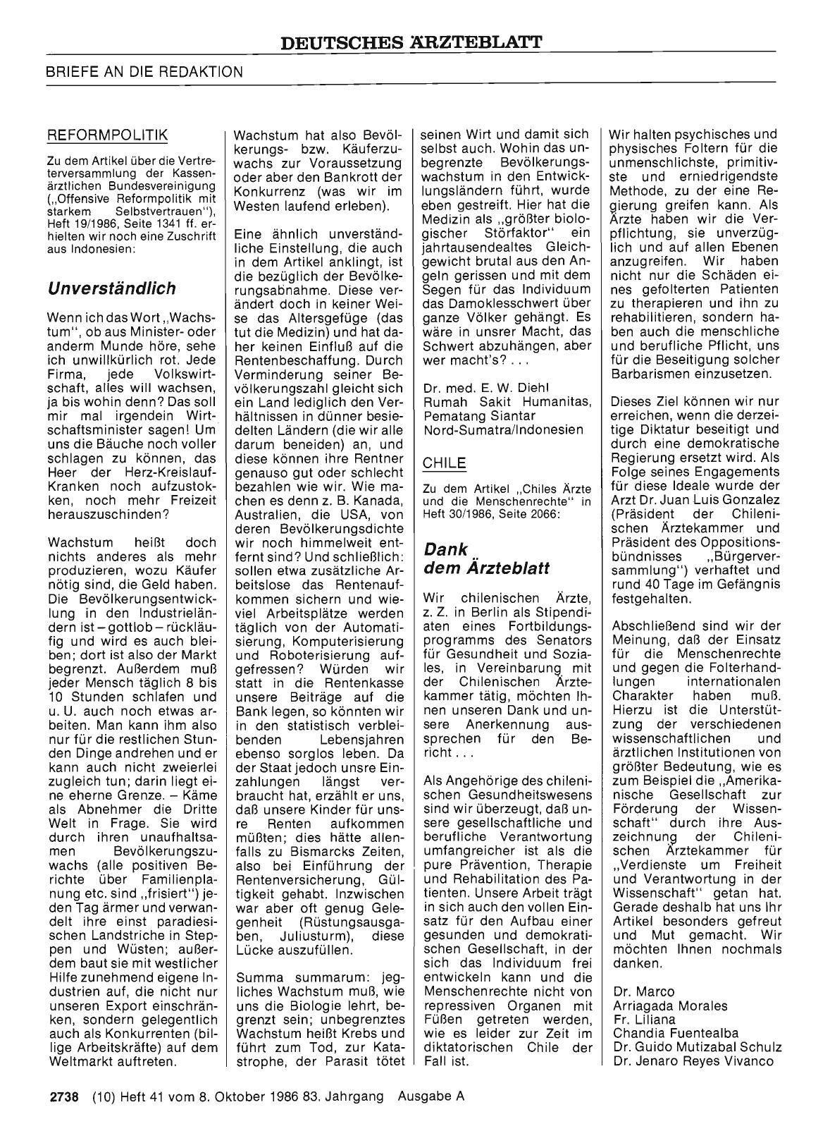 Vorschauseite 1: CHILE: Dank dem Ärzteblatt