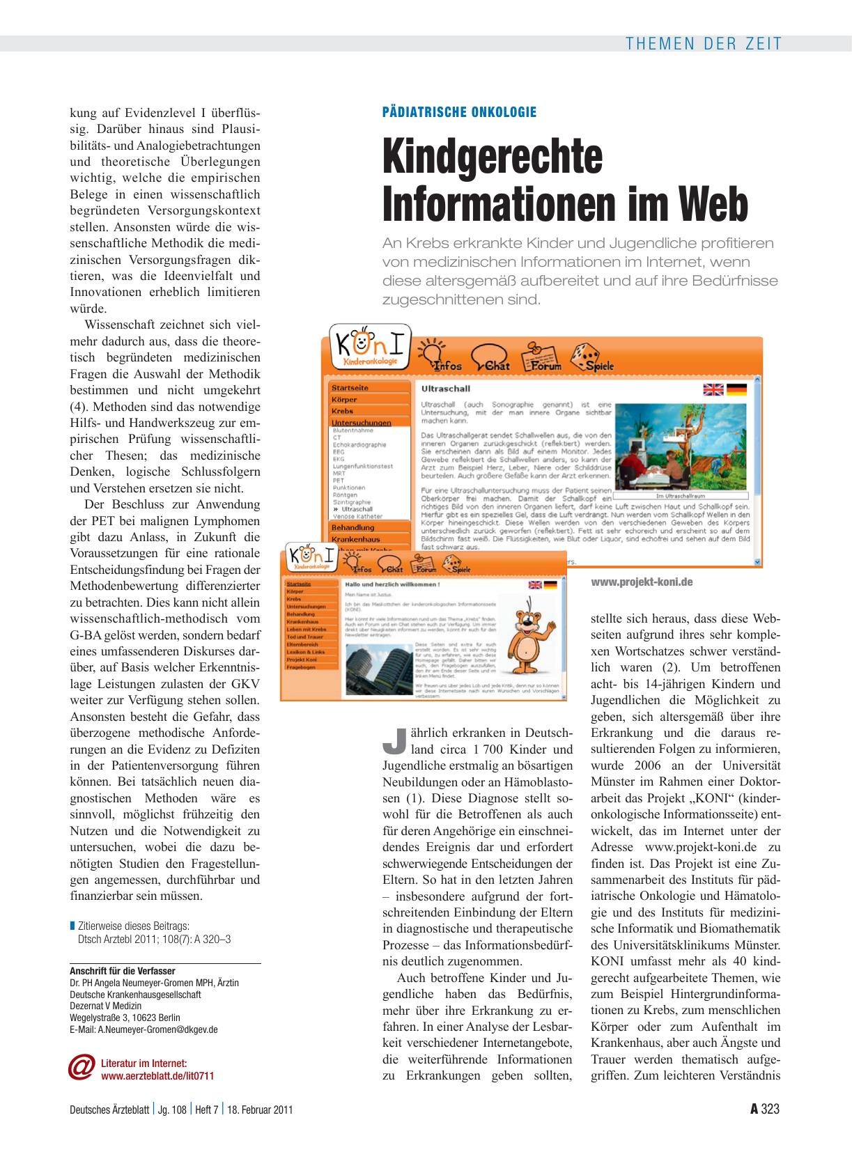 Vorschauseite 1: Pädiatrische Onkologie: Kindgerechte Informationen im Web