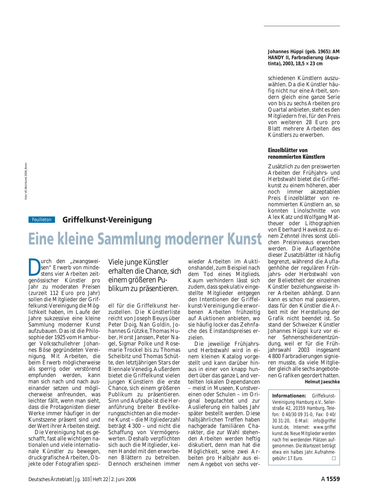 Vorschauseite 1: Griffelkunst-Vereinigung: Eine kleine Sammlung moderner Kunst