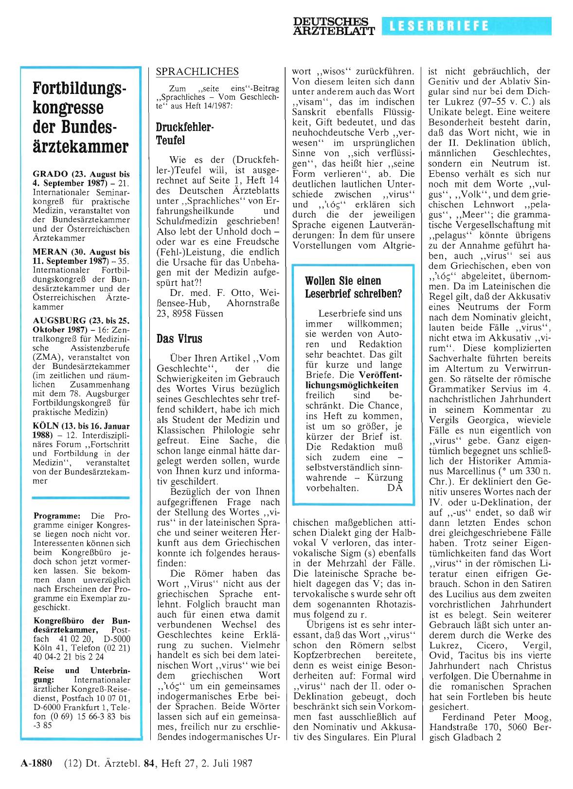 Vorschauseite 1: Fortbildungskongresse der Bundesärztekammer